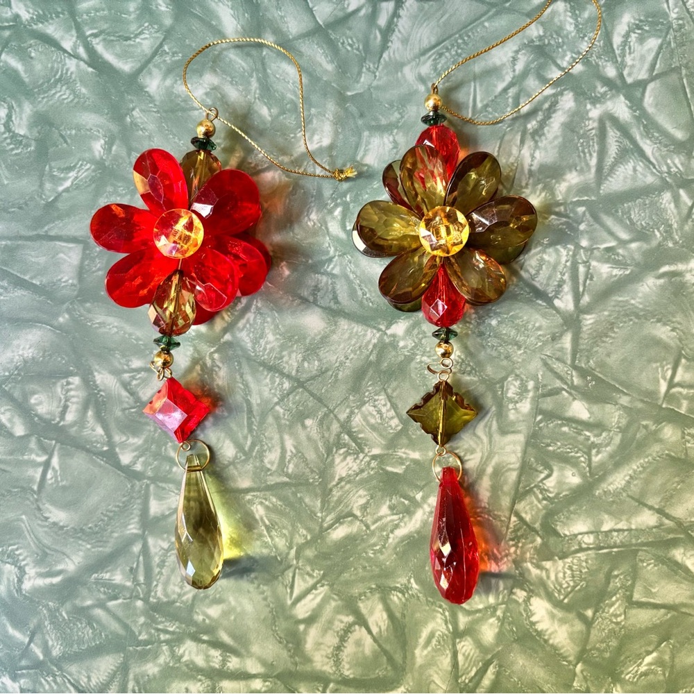 2/$10 Floral Beaded Jewel Christmas Ornaments